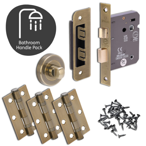 Oglio Door Handle Bathroom Pack with lock and 65mm Latch - Image 2