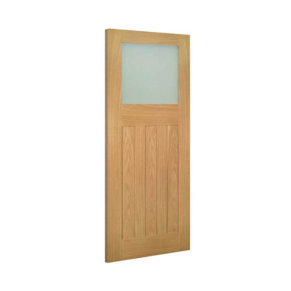 Cambridge Unfinished Oak Internal Door with Frosted Glass - Image 2