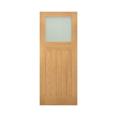 Cambridge Unfinished Oak Internal Door with Frosted Glass