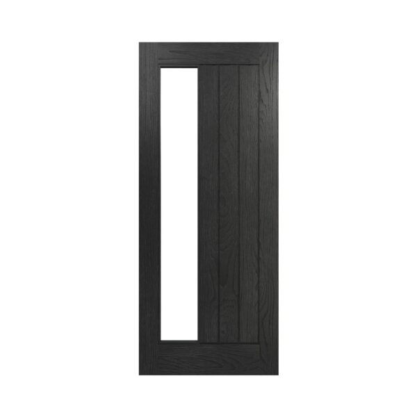 Ely 1SL Brushed Black Oak Internal Door with Glass