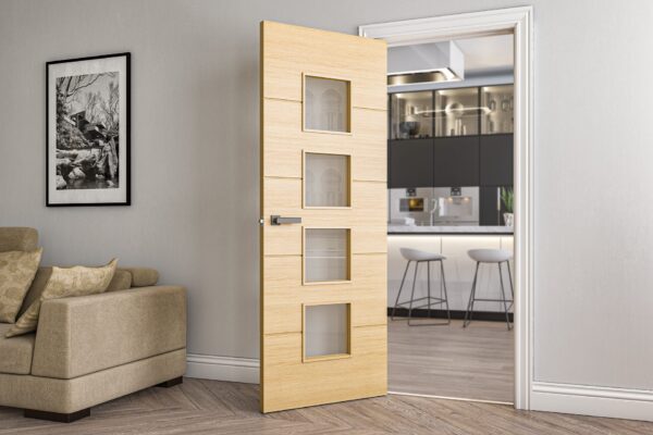 Augusta Prefinished Oak Internal FD30 Fire Door with Glass - Image 3