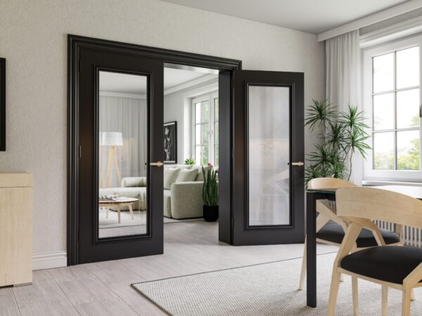 Blenheim Prefinished Black Internal Door with Glass - Image 3