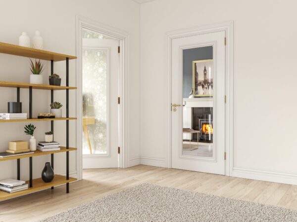 Blenheim White Internal Door with Glass - Image 3