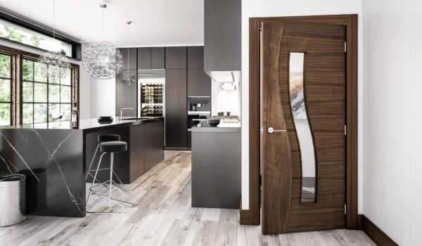 Cadiz Prefinished Internal Walnut Door with Glass - Image 3