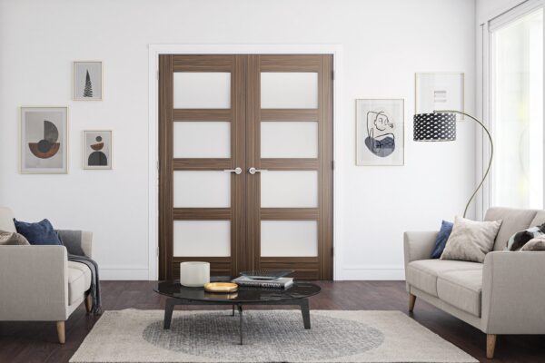 Coventry Prefinished Internal Walnut Door with Frosted Glass - Image 3