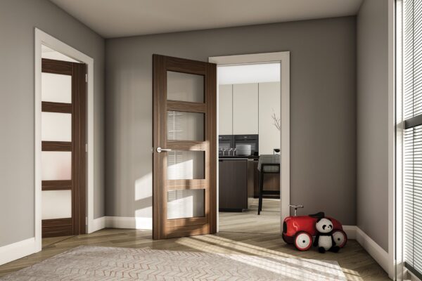 Coventry Prefinished Internal Walnut Door with Glass - Image 3