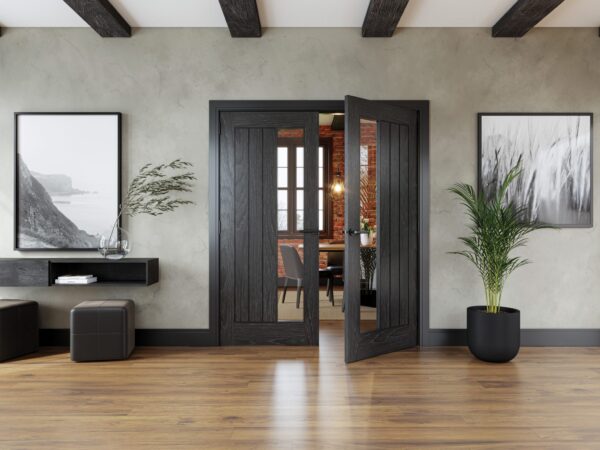 Ely 1SL Brushed Black Oak Internal Door with Glass - Image 3