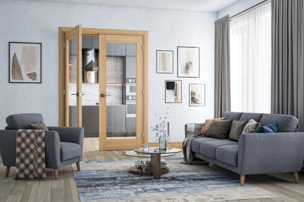Ely 1L Unfinished Full Glass Internal Oak Door - Image 3