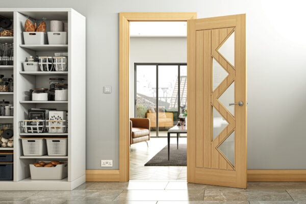 Ely Prefinished Oak 5L Glass Internal Door - Image 2