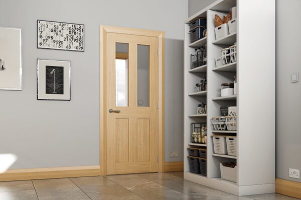 Eton Unfinished Internal Oak Door with Glass - Image 3