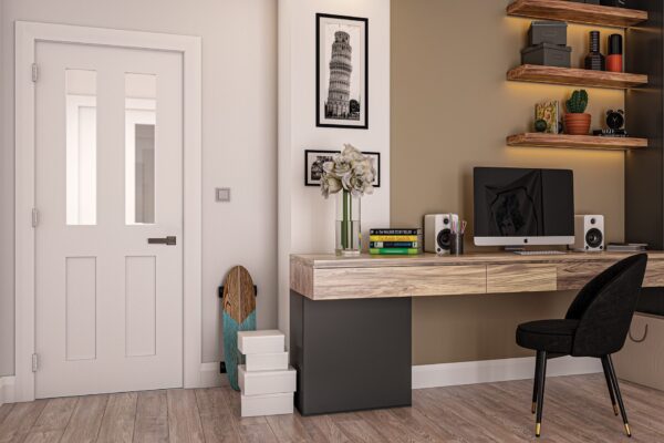 Eton White Internal Door with Glass - Image 2