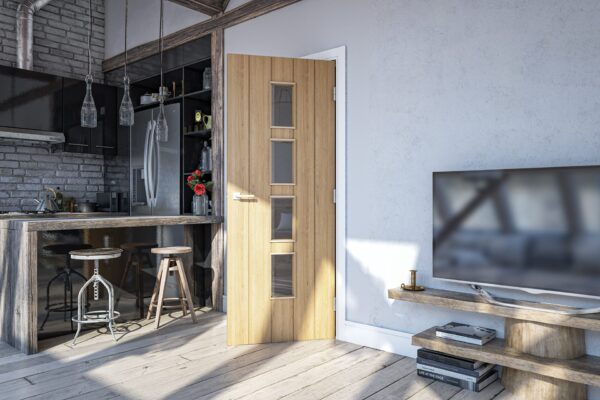 Galway Unfinished Oak Internal FD30 Fire Door with Glass - Image 3