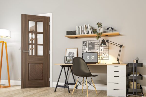 Kensington Prefinished Internal Walnut Door with Glass - Image 3