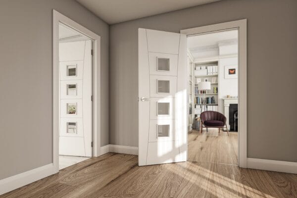 Pamplona White Internal Door with Glass - Image 3