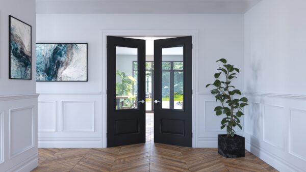 Sandringham Prefinished Black Internal Door with Glass - Image 3