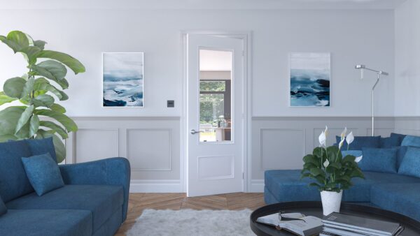 Sandringham White Internal Door with Glass - Image 3