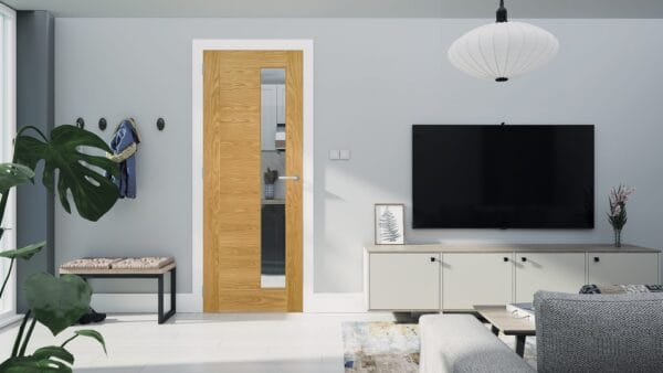 Seville 1SL Prefinished Internal Oak Door with Glass - Image 3