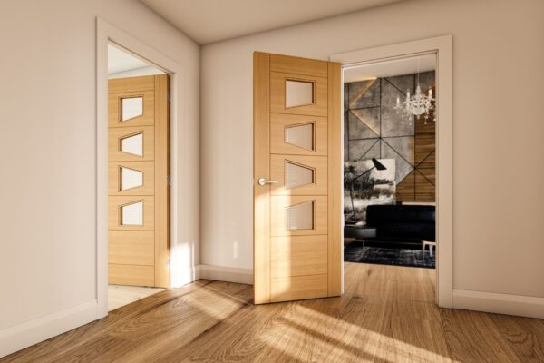 Seville 4LS Prefinished Internal Oak Door with Glass - Image 3