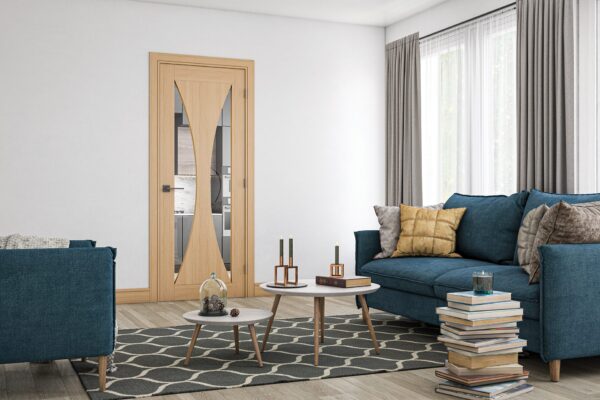 Sorrento Prefinished Internal Oak Door with Glass - Image 3