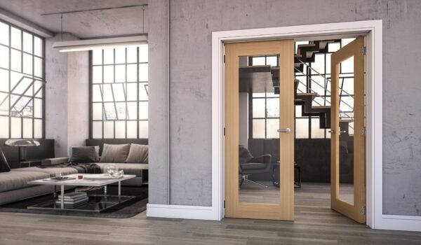 Walden Unfinished Internal Oak Door with Glass - Image 3