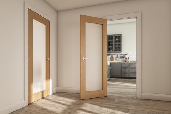 Walden Unfinished Internal Oak Door with Frosted Glass - Image 3