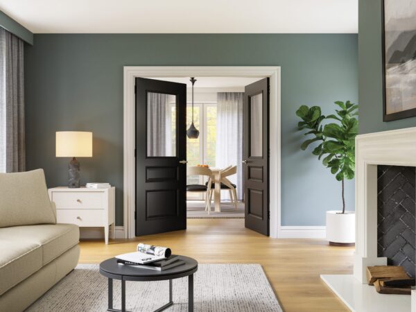Windsor Prefinished Black Internal Door with Glass - Image 3