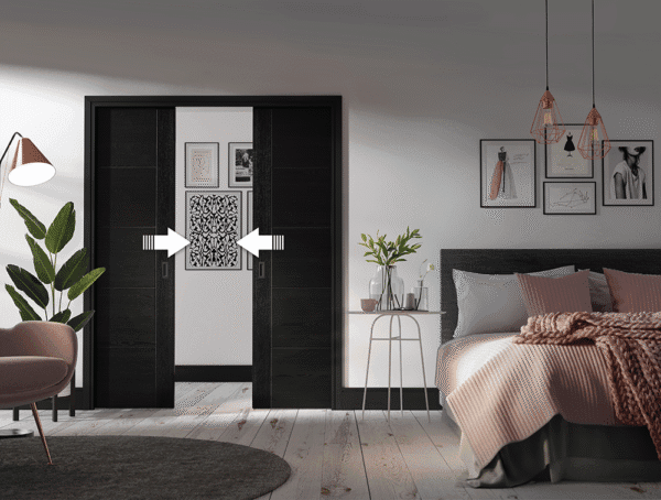 Flusso Double Pocket Door Set Simultaneous System
