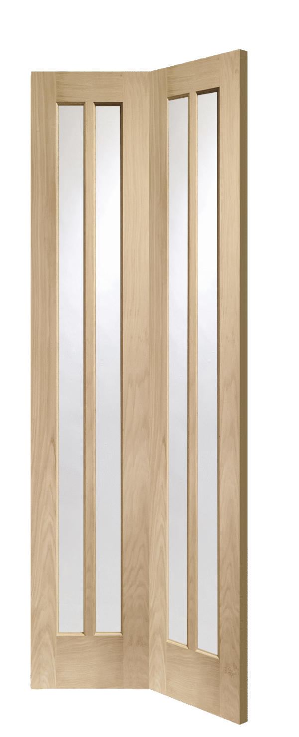 Worcester Internal Oak Bi-Fold Door with Clear Glass - Image 2