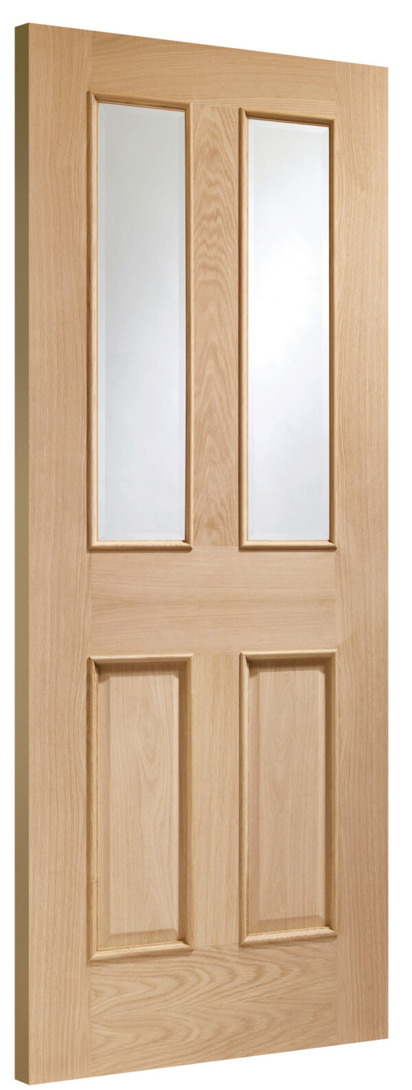 Malton With Raised Mouldings Internal Oak Door with Clear Bevelled Glass - Image 4