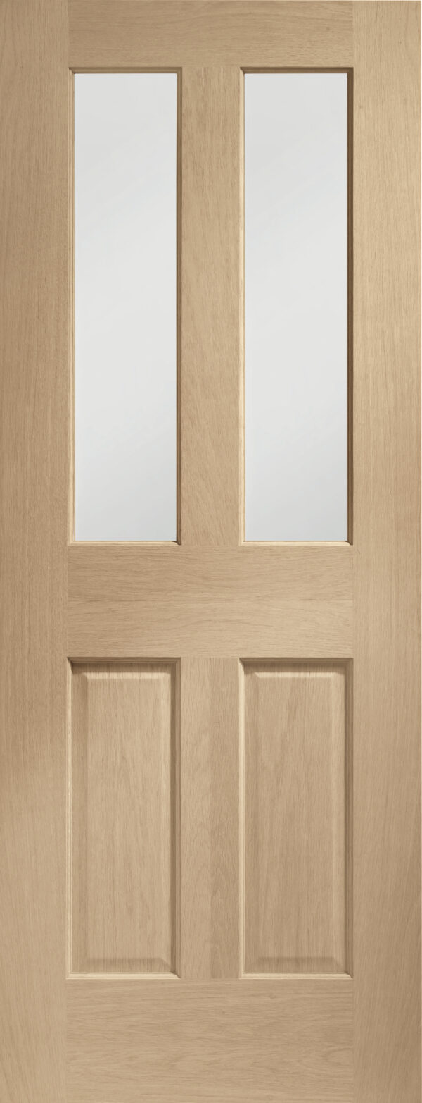 Malton Pre-Finished Internal Oak Door with Clear Bevelled Glass - Image 2