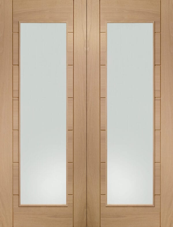 Palermo Internal Oak Rebated Door Pair with Clear Glass - Image 3