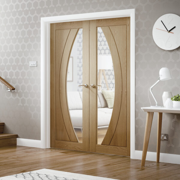 Internal Oak Salerno Pair with Clear Flat Glass - Image 2