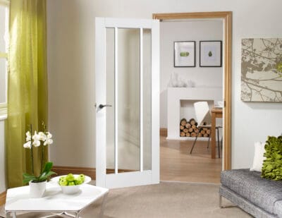 Internal White Primed Worcester Door with Clear Glass
