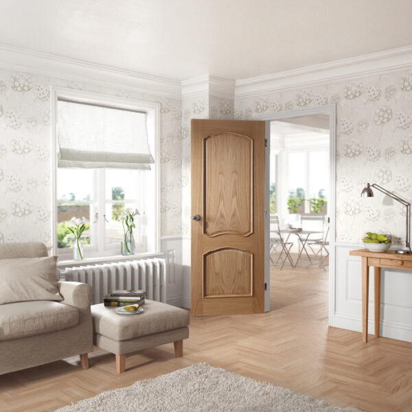 Internal Oak Louis Fire Door with Raised Mouldings