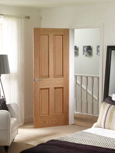 Internal Oak Victorian 4 Panel Door with Raised Mouldings
