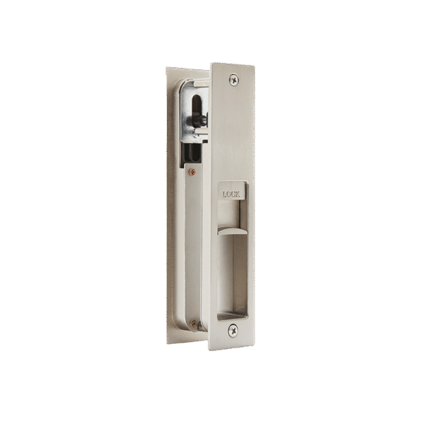 Ironmongery Gemini Satin Chrome Tone Pocket Door Privacy Sliding Lock - Image 2