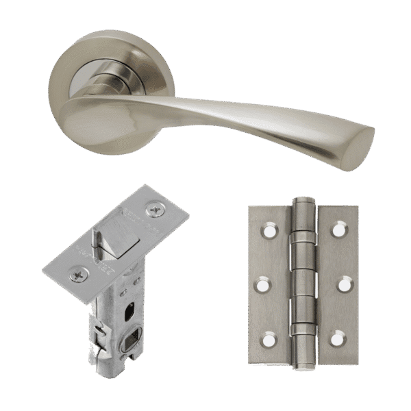 Ironmongery Solar Chrome Tone Handle Hardware Pack