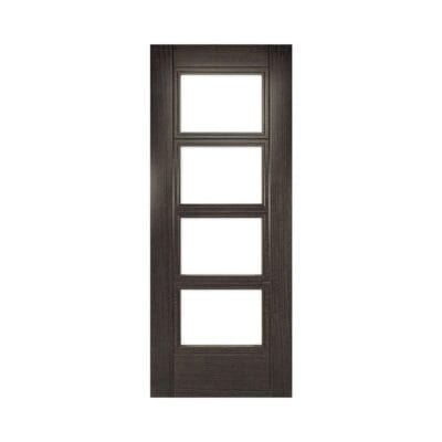 Montreal Prefinished Dark Ash Grey Internal FD30 Fire Door with Glass