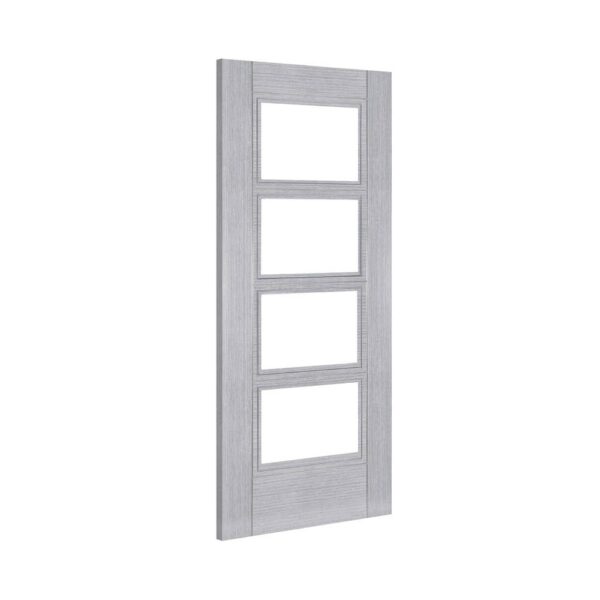 Montreal Prefinished Light Ash Grey Internal Door with Glass - Image 2