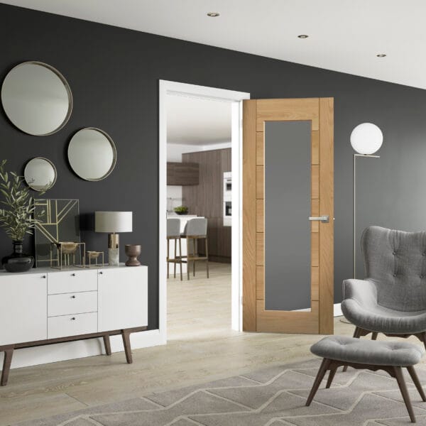 Palermo Essential 1 Light Internal Oak Door with Clear Glass
