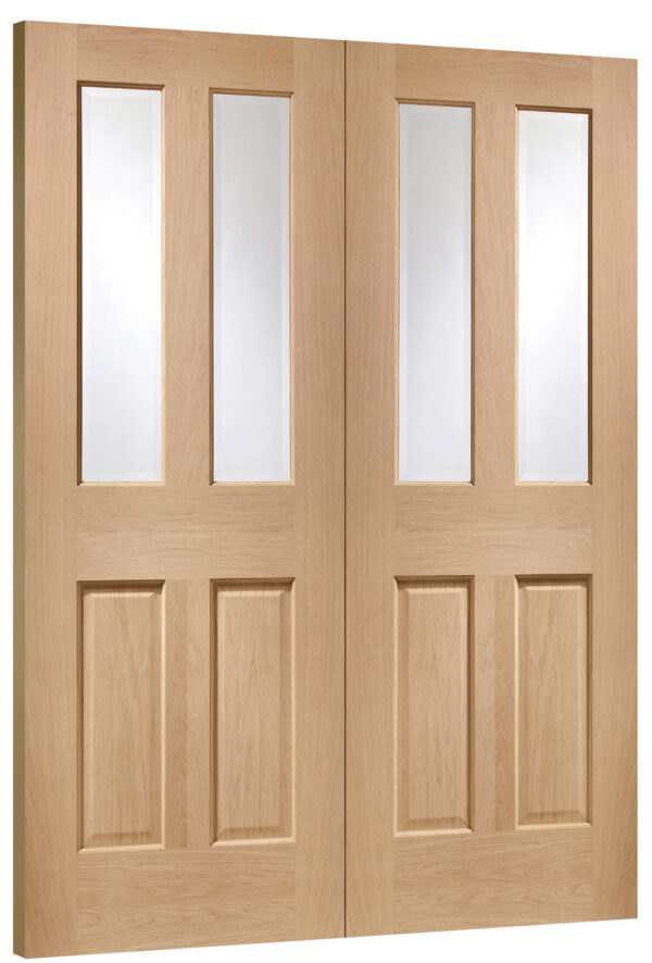 Internal Oak Malton Pair with Clear Bevelled Glass - Image 3