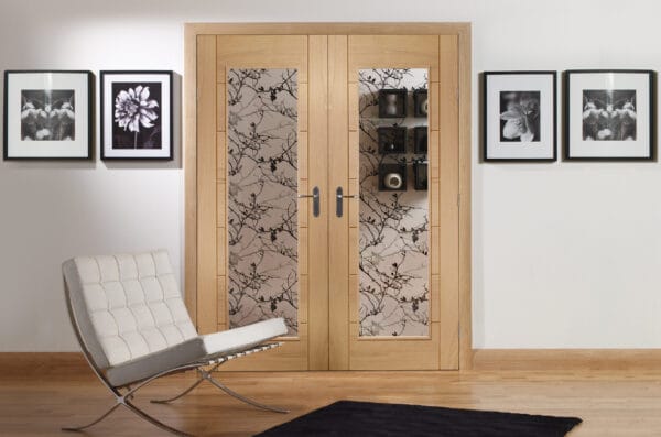 Palermo Internal Oak Rebated Door Pair with Clear Glass - Image 2