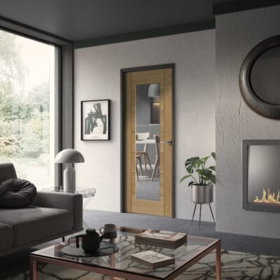 Pre-Finished Palermo Original 1 Light Internal Oak Door with Clear Glass (wide)