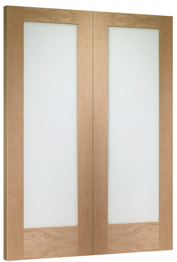 Internal Oak Pattern 10 Door Pair with Obscure Glass - Image 3