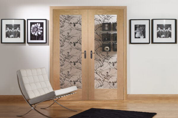 Internal Oak Suffolk Pattern 10 Pair with Clear Etched Glass