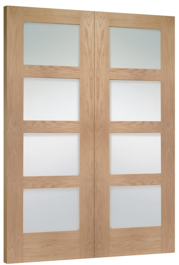 Internal Oak Shaker Door Pair with Clear Glass - Image 3