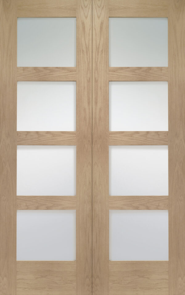 Internal Oak Shaker Door Pair with Clear Glass - Image 2