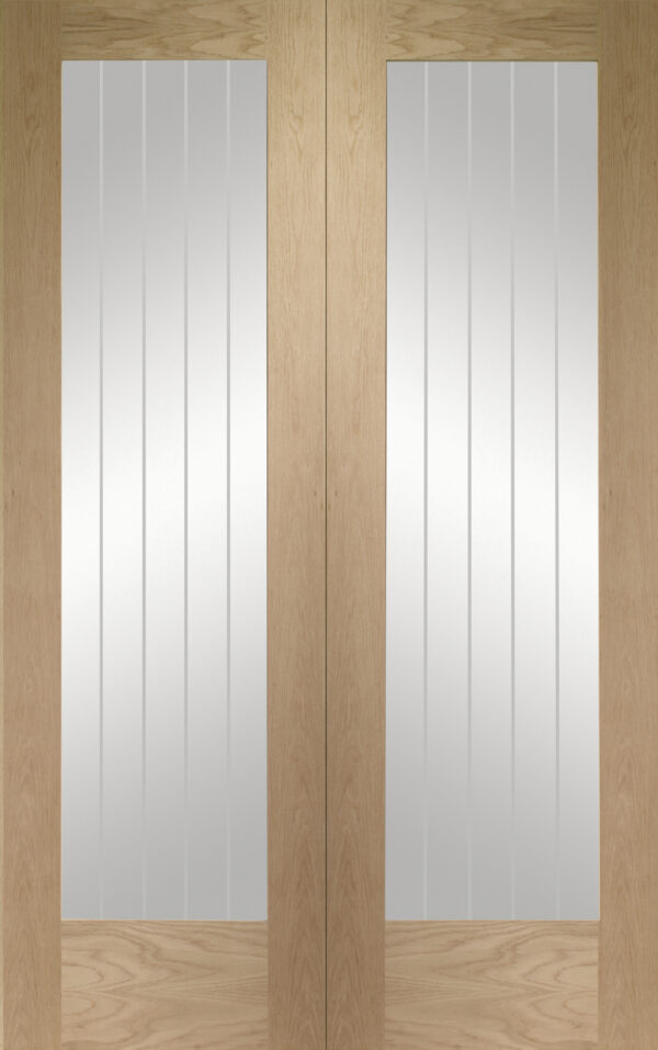Internal Oak Suffolk Pattern 10 Pair with Clear Etched Glass - Image 2