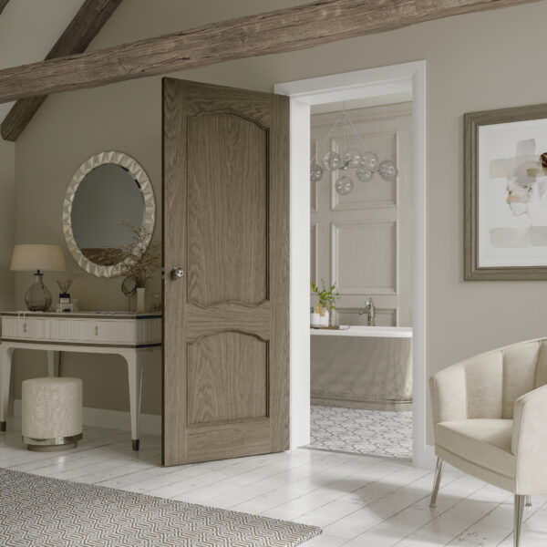 Internal Oak Louis Fire Door with Raised Mouldings - Image 3