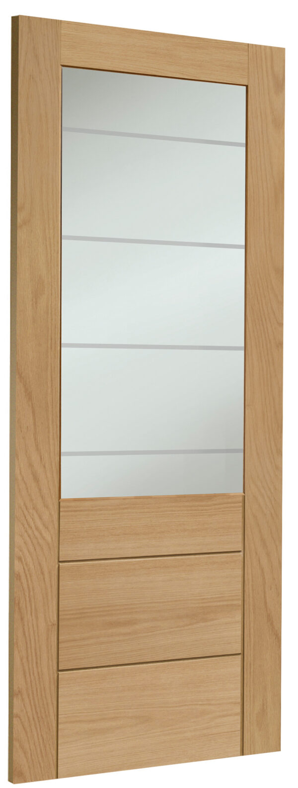 Pre-finished Palermo 2XG Internal Oak Door with Clear Etched Glass - Image 3